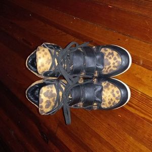 Animal print wedge boots